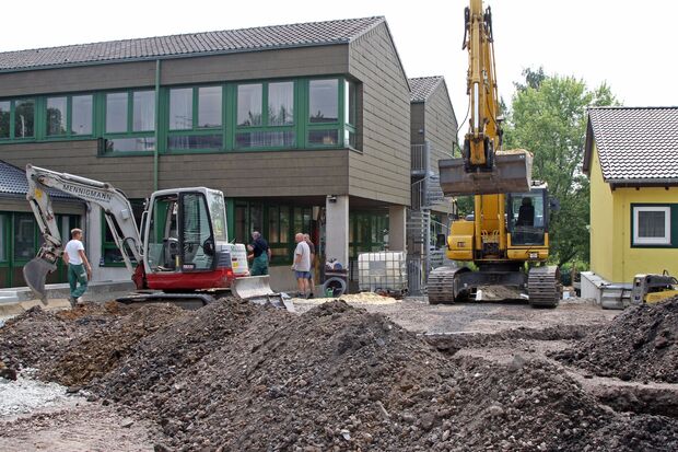 Baumaßnahmen auf dem neuen Innenhof ARCHIVFOTO: ANDREAS DUNKER