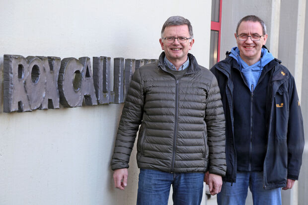 Projektleiter Dirk Giese (rechts) und Ludger Spanke vom „Sozialer Dienst“ der Caritas-Behindertenwerkstätten FOTO: ANDREAS DUNKER