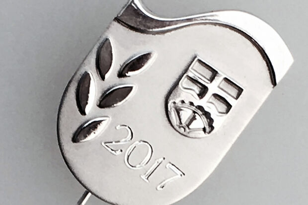 Ehrennadel der Gemeinde Wickede (Ruhr) zur Auszeichnung besonderer Sportler. Gestaltet von der Wimberner Goldschmiedin Sabine Schulte. ARCHIVFOTO: ANDFREAS DUNKER