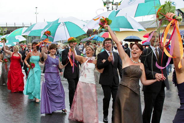 Der Wickeder Hofstaat verbreitete eine gute Stimmung – auch bei schlechtem Wetter FOTO: ANDREAS DUNKER