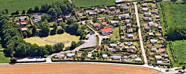 Luftbild der Kleingartenanlage „ Zum Ruhrblick“ in Wiehagen FOTO: ANDREAS DUNKER