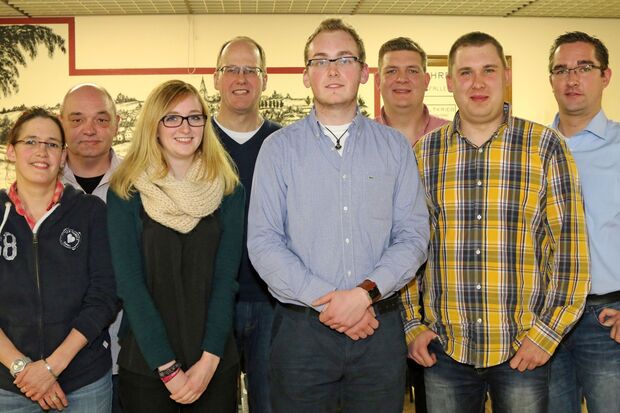 Der aktuelle Vorstand 8von links): Tanja Beringhoff, Thomas Ledune, Aileen Geudtner, Benedikt Brunsmann, Hendrik Schulte, Bastian Bußmann, Sebastian Hornkamp und Daniel Luig FOTO: ANDREAS DUNKER