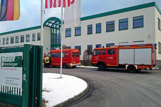 Feuerwehr-Einsatz bei den „Tütenmachern“ in der „Westerhaar“ FOTO: ANDREAS DUNKER
