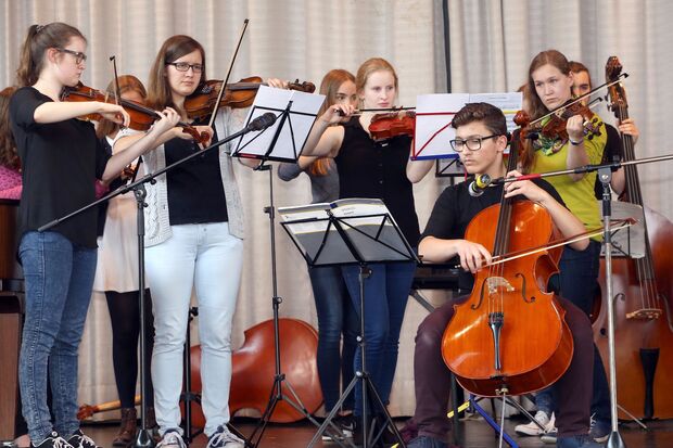 Streich-Ensemble der Musikschule mit Solist Jurgen Skura aus Wickede ARCHIVFOTO: ANDREAS DUNKER